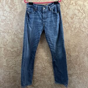 Levi’s 501 Jeans Button Fly Men’s 36x32 Distressed Blue Straight Leg